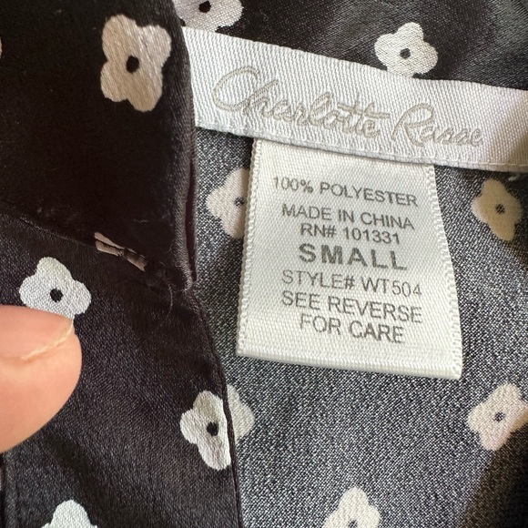 Charlotte Russe black top with white flowers size small. - Picture 3 of 3